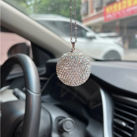 Sequins Ball Rear View Mirror Interior Car Decor Orntamemt - Picture 2 of 6